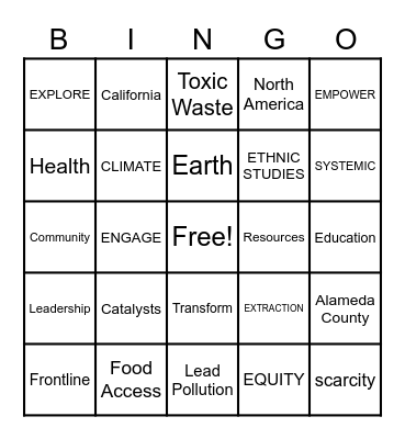 Frontline Catalysts Bingo Card