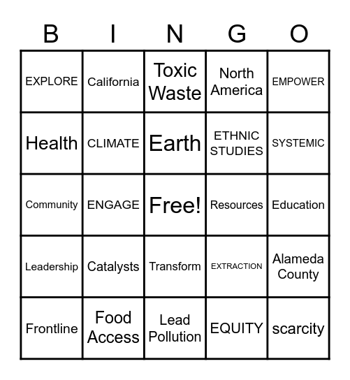 Frontline Catalysts Bingo Card