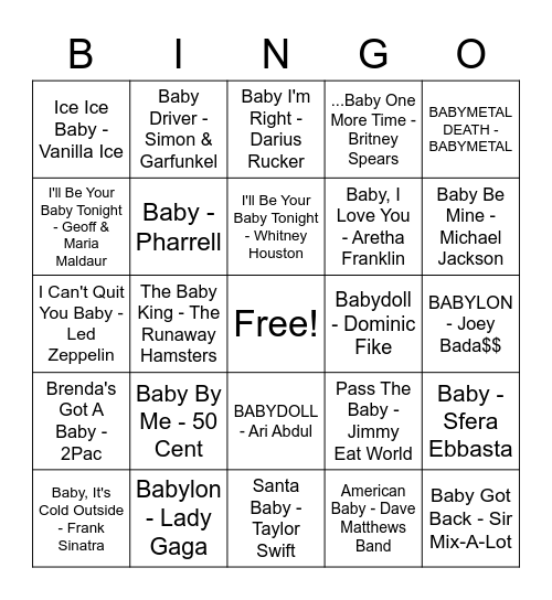 Baby Weiss Bingo Card