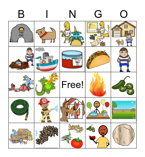 Dinosaurs Love Tacos Bingo Card