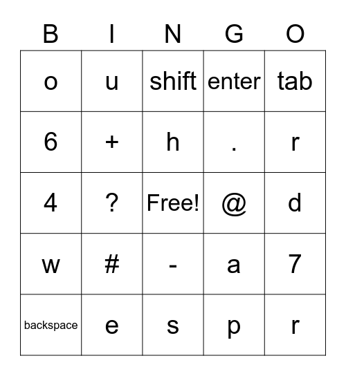Computer Bingo 1 Bingo Card