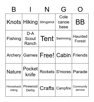 Michigan Cub Scout Bingo Card