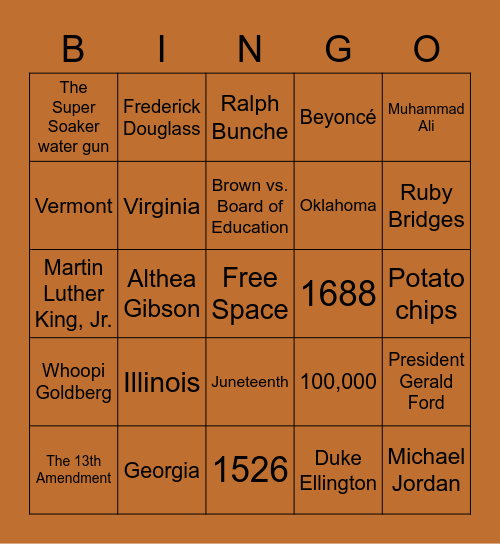 Black History Month Bingo Card