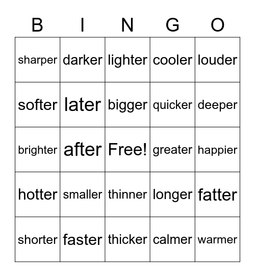 -ER Bingo Card