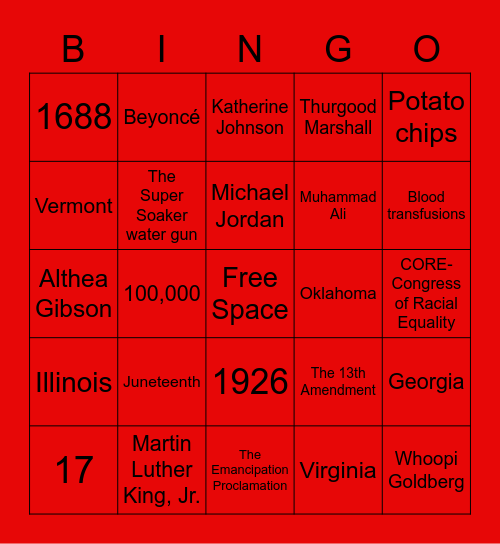 Black History Month Bingo Card