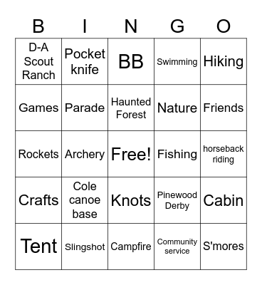 Michigan Cub Scout 2 Bingo Card