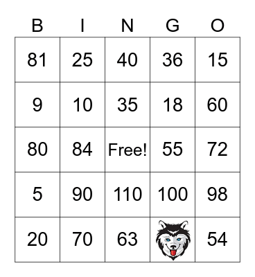 Madden Multiplication Bingo Card