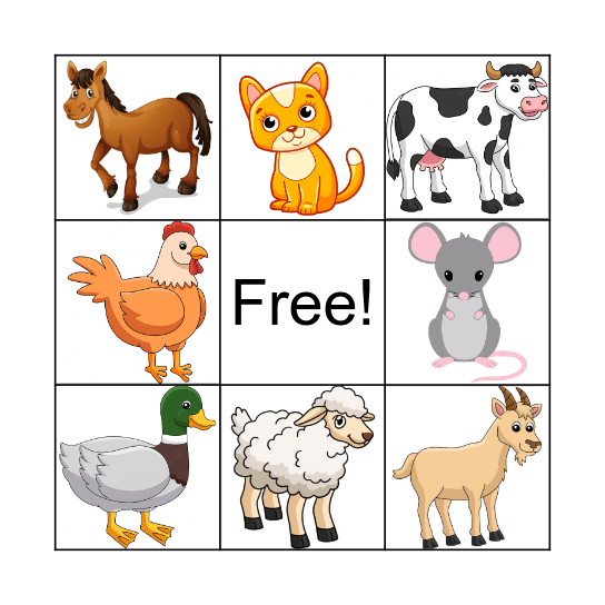1 Primaria Animals Bingo Card