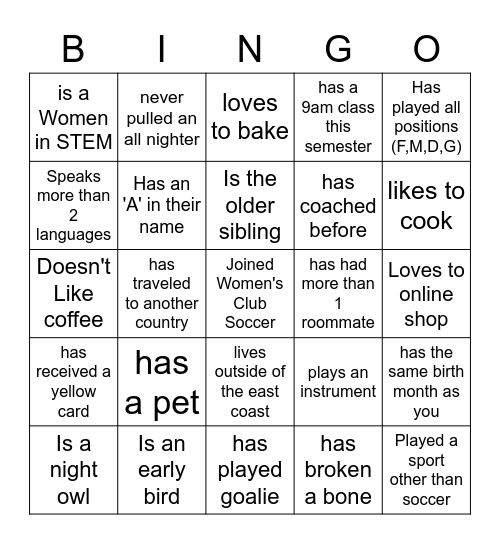 Cloccer Valentine's Day Bingo Card