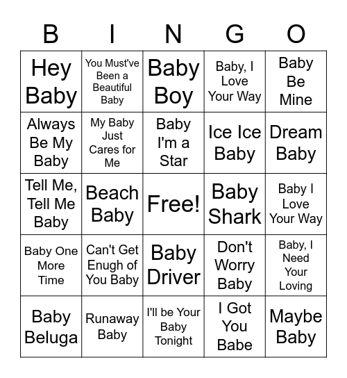 Baby Boy Shower Bingo Card
