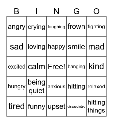 Feelings Bingo Card