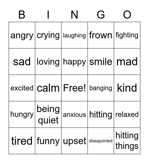 Feelings Bingo Card