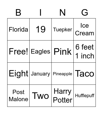 Mrs. Conway Bingo Card