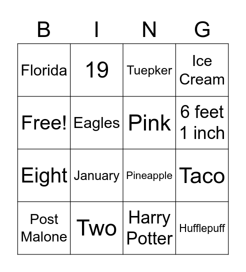 Mrs. Conway Bingo Card