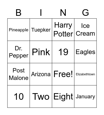 Mrs. Conway Bingo Card