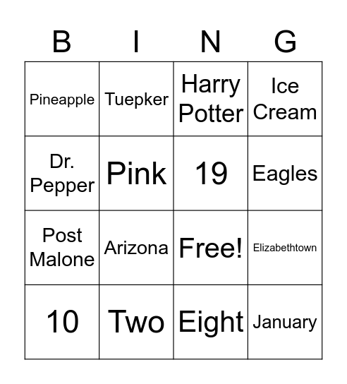 Mrs. Conway Bingo Card