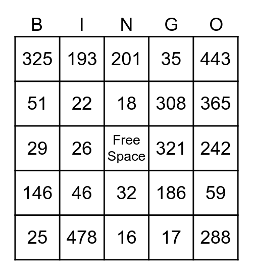Subtraction Bing0 Bingo Card