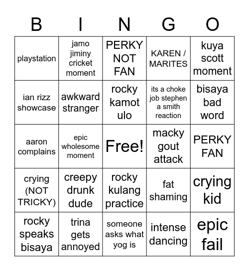 TRICKY 2023 Bingo Card