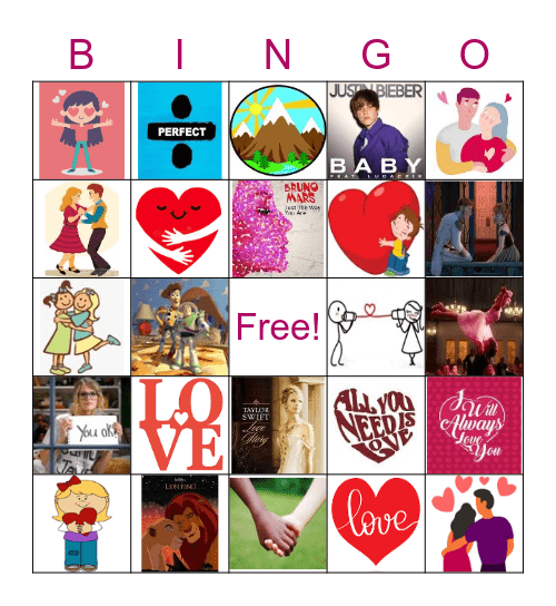 Love Song Bingo Card