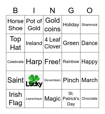 St.Patrick's Day Bingo Card