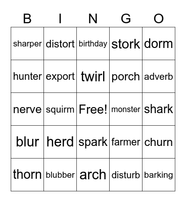 R-controlled Bingo Card