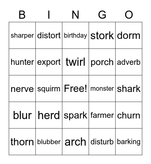 R-controlled Bingo Card