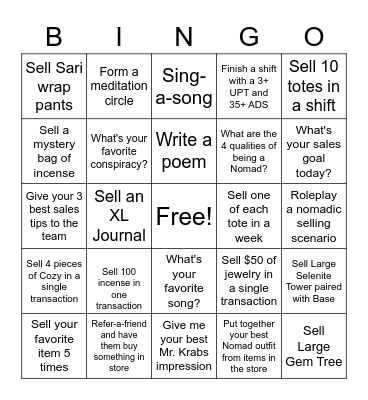 522 March Bingo Card