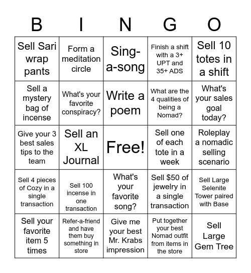 522 March Bingo Card