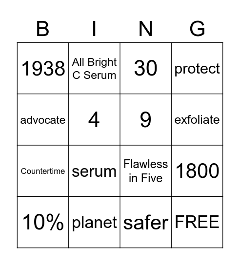 Beautycounter BINGO Card