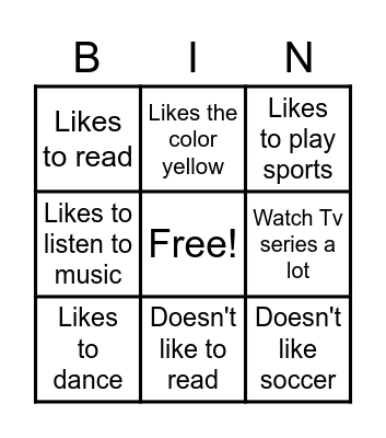 Find somebody who... Bingo Card