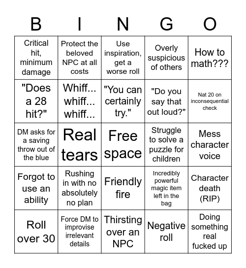 DnD Bingo Card