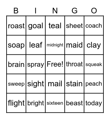 Vowel Team BINGO Card