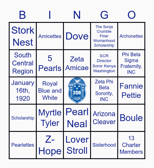 Chi Lambda Zeta, Bartlett, TN Bingo Card