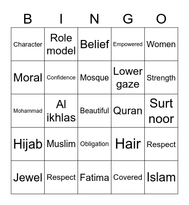 Hijab Bingo Card