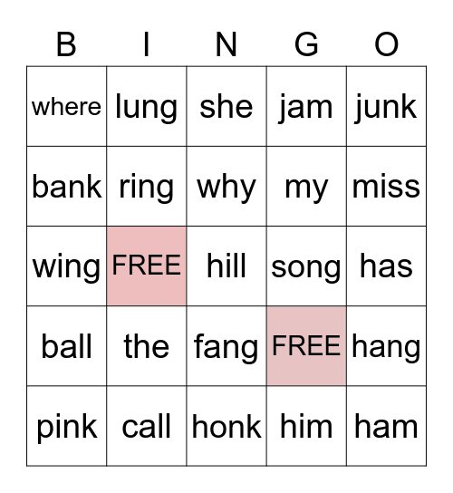 Fundations Unit 7 Bingo Card