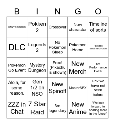 Pogey Direct 2023 Bingo Card