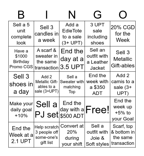 Bingo All the Way Bingo Card