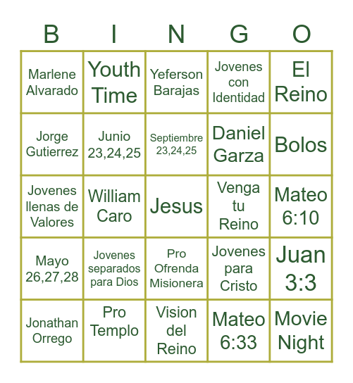 THE KINGDOM Bingo Card