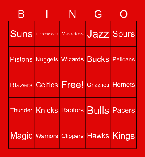 Firepit NBA Bingo Card