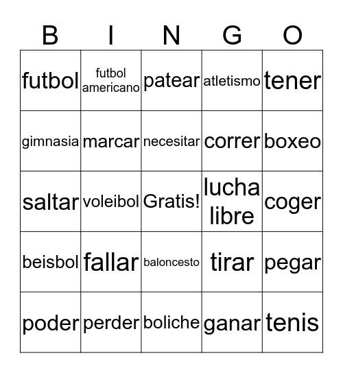 Sports Bingo Card