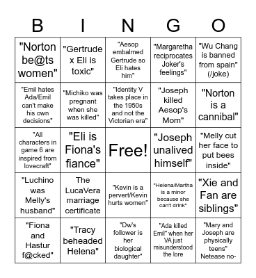 IDV misinformation bingo Card