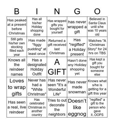 HOLIDAY BINGO! Bingo Card