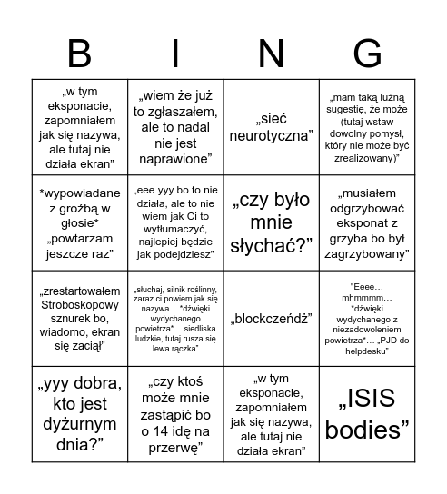 Krystianity Bingo Card