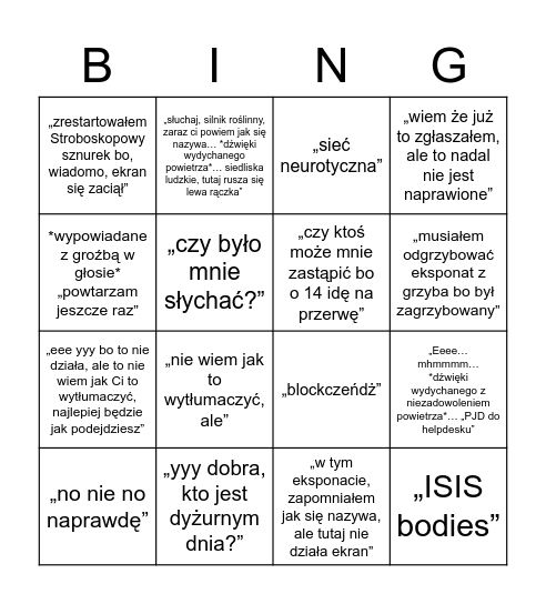 Krystianity Bingo Card