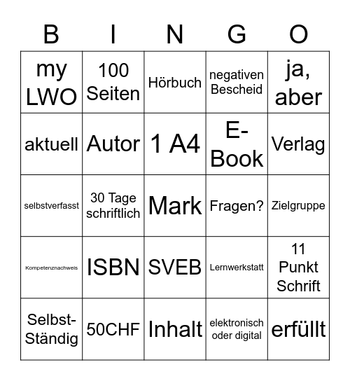 Literaturstudium Bingo Card