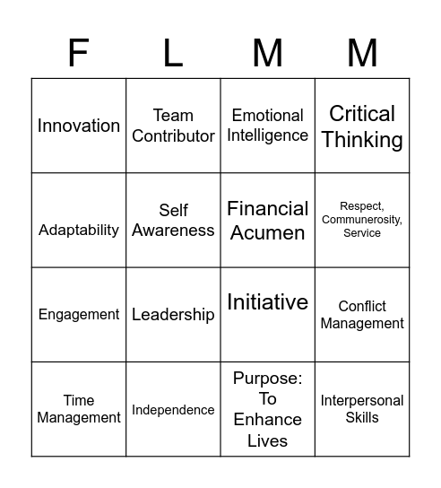 Culture Contribution Bingo Card