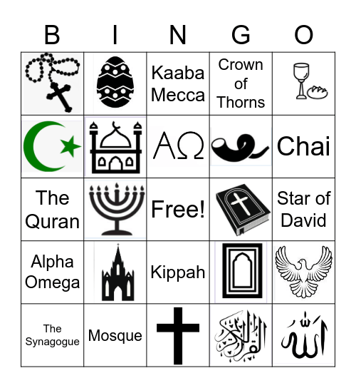 Monotheistic Bingo Card