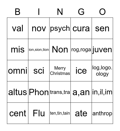 Christmas Bingo Card