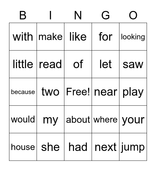 Family Fun Night Bingo Card