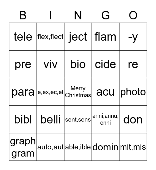 Christmas Bingo Card